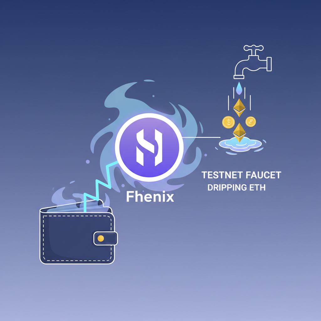 wallet connecting to Fhenix Helium testnet, testnet faucet dripping ETH, ethereal fog