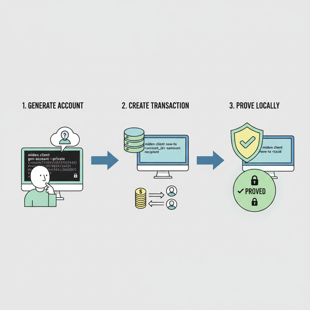miden cli generating private account and proving transaction locally