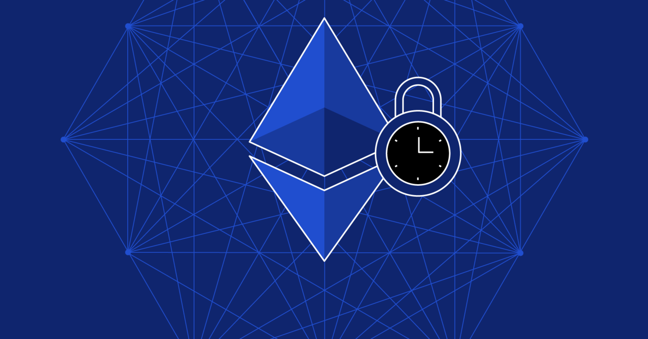 Abstract visualization of encrypted smart contracts protecting sensitive data on the Ethereum blockchain, featuring cryptographic elements and blockchain motifs.
